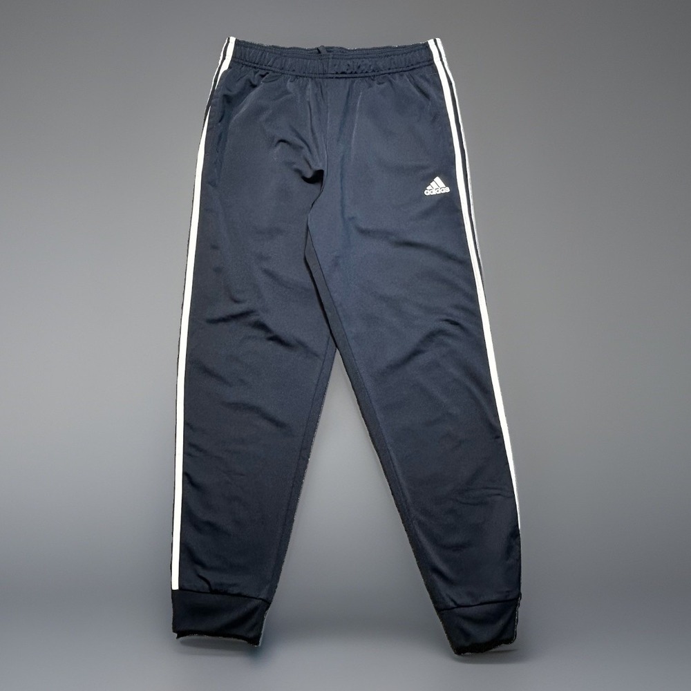 Adidas Womens Essentials Track Pants Size L Black White 3-Stripes Joggers